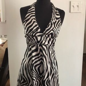 Sexy Satin Zebra Backless Dress